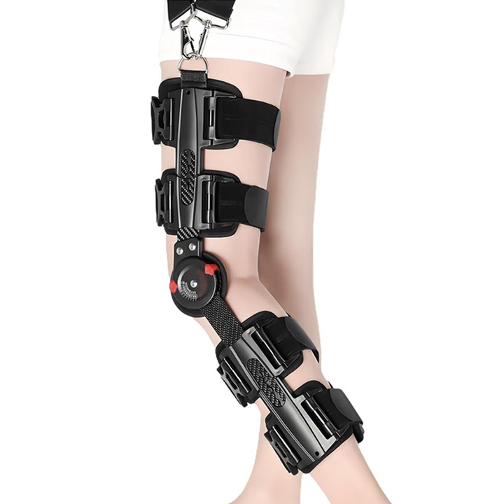 Orteza ortopedica pentru genunchi, Omelivon, din fibra de carbon, bumbac, ajustabila, suport pentru recuperare post-operatorie, pentru artrita, dimensiune universala