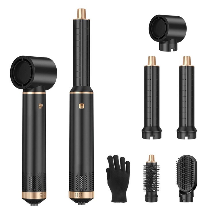 Perie De Par Electrica 5 In 1, Omelivon, Cu Feon Si Ondulator Automat, Electrica Pentru Volum, Electrica Dreapta, 3 Trepte Temperatura, 2 Viteze, Aplicabil Ondulares, Indreptare and Volumizare, Negru