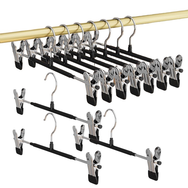 Set de 10 umerase metalice cu clips, Golxmse, 31x13cm, inox, negru