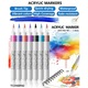Set de 36 markere acrilice cu varf de pensula, culori vibrante, rezistente la apa, pentru diverse suprafete