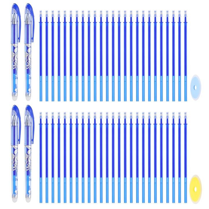4 db gél toll radírral, 50 utántöltővel és 2 radírral, kék tinta, 0,5 mm