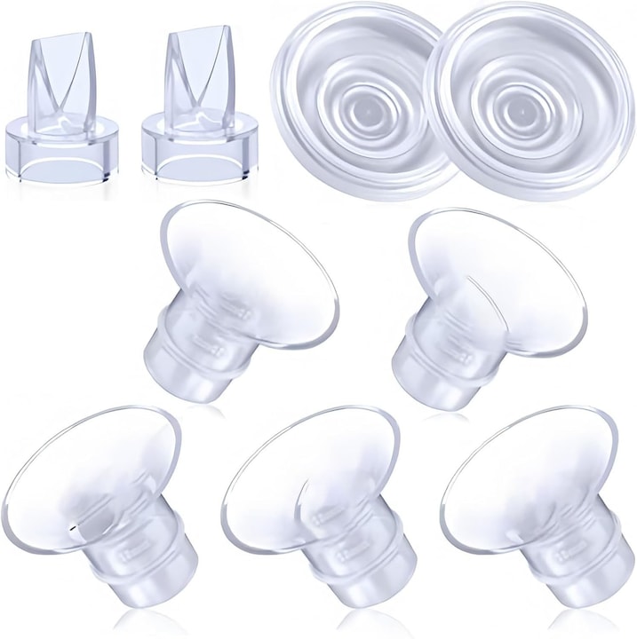 Set 9 piese insertii silicon pompa lapte, 13-21mm, transparent, 24mm