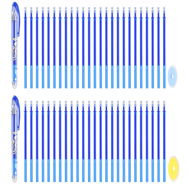 Set 2 Rollee cu radiera, cu 50 rezerve, Cerneala Albastra, 0.5mm
