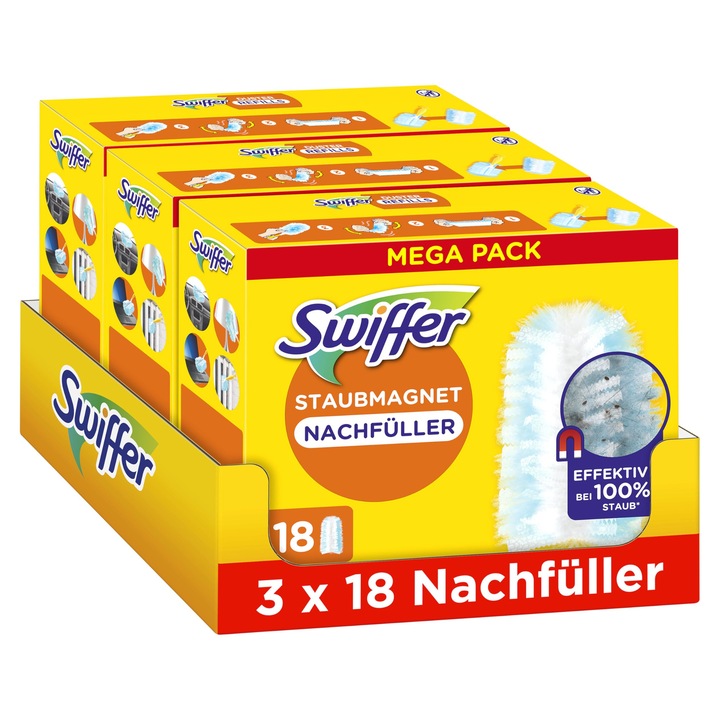 Set rezerva mop Swiffer Duster, 54 lavete, prinde si retine praf, multicolor