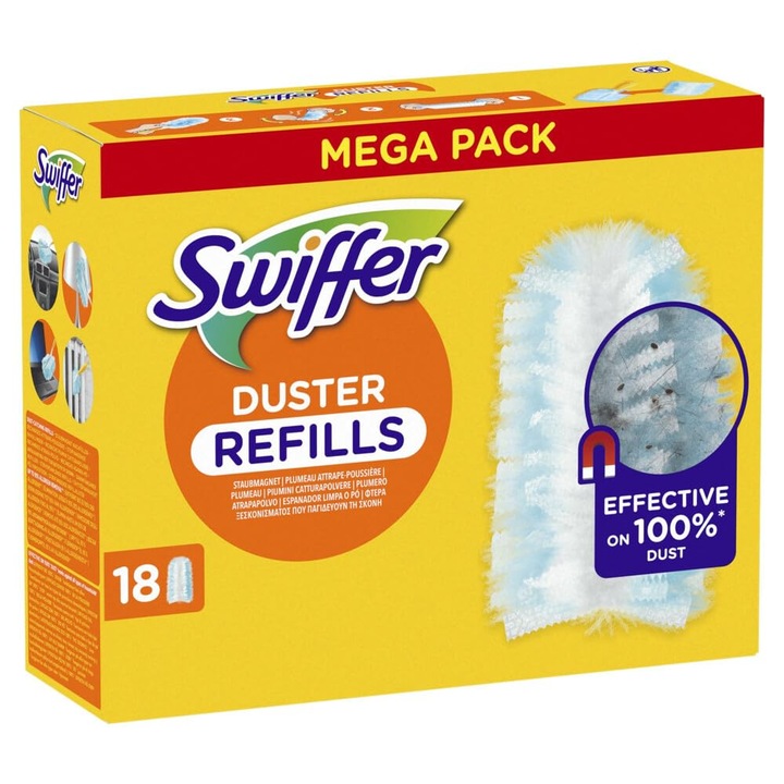 Резервен пакет за моп Swiffer, 18 броя, ефективен срещу прах, многоцветен