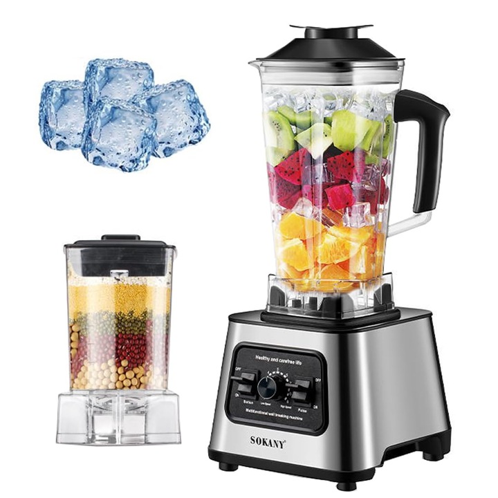 Mixer Stand Sokany Sk-999, Blender 6000 W, 15 viteze, set 2 in 1, 2, 5 L