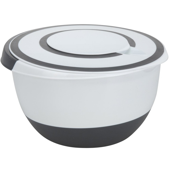 Bol de amestecat BBTradesales 5L, plastic, negru-alb, set
