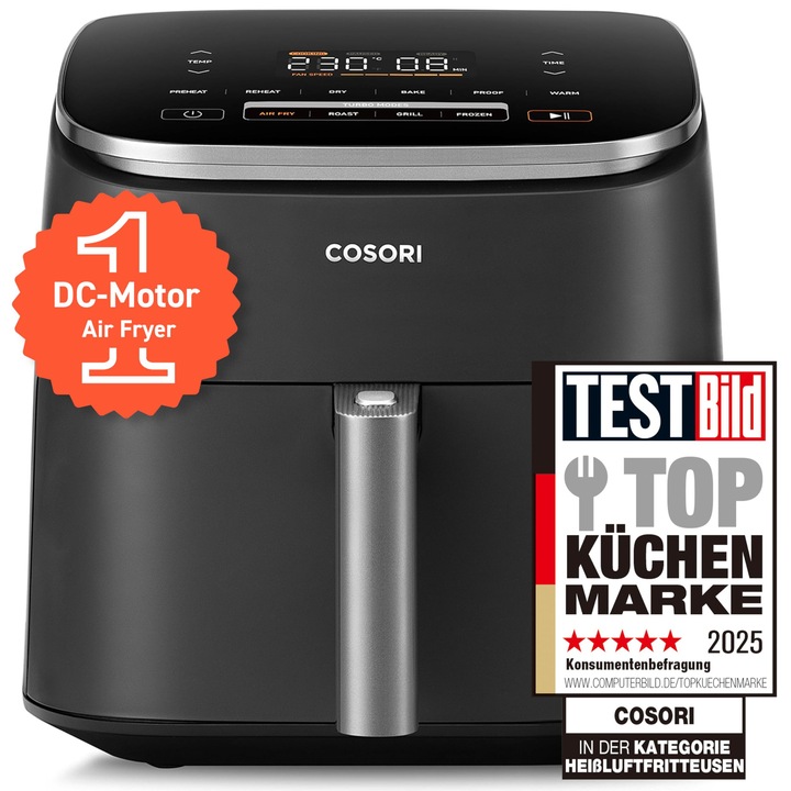 Фритюрник с горещ въздух Cosori Turboblaze XXL 6L, 9 в 1, 1800W, многоцветен