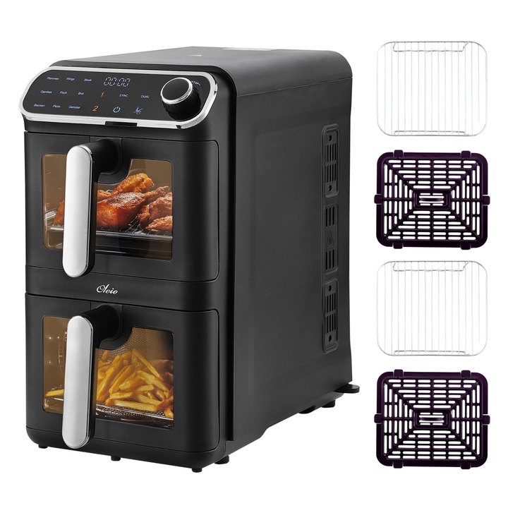 Friteuza fara ulei Philips Air Fryer Essential 2000W, 6.2L, Rapid Air, neagra, dimensiuni 40.3x31.5x30.7cm