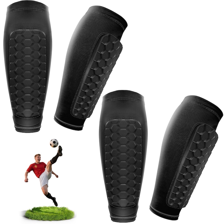 Sípcsontvédő, Focistáknak és Bármilyen Sportolónak, S Méret, Sípcsontvédelem, Hosszúság - 26 Cm X Alsó Kerület 7.5-12 Cm, Fekete