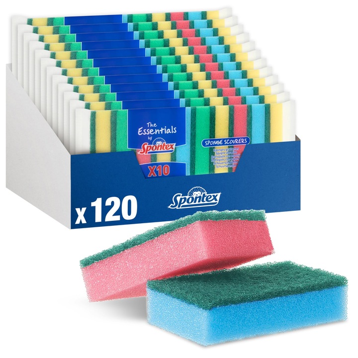 Burete de curățat Spontex, set 120 bucăți, aplicator cu spumă