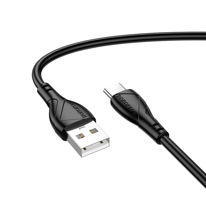 Cablu de Alimentare, USB-C / USB-A, 3A, 1m - Borofone Energy (BX121) - Black