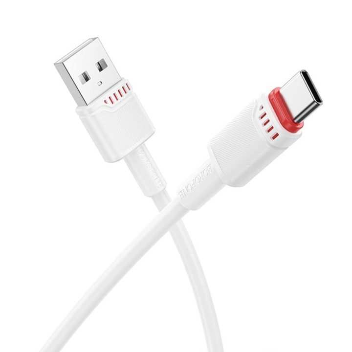 Cablu de Incarcare Premium, USB la USB-C, 3A, 1m - Borofone Beneficio (BX110) - White