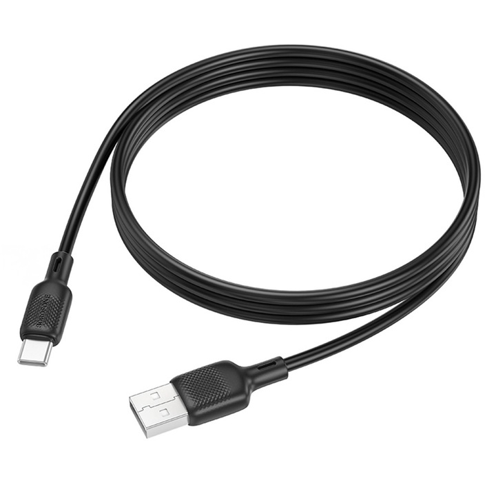 Cablu de Date USB – Type-C Borofone Lenny Series – Silicon Premium, 3A, 1m – Black