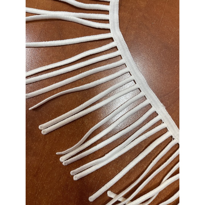 Franjuri decorativi albi din bumbac, lungime 10cm, metru liniar