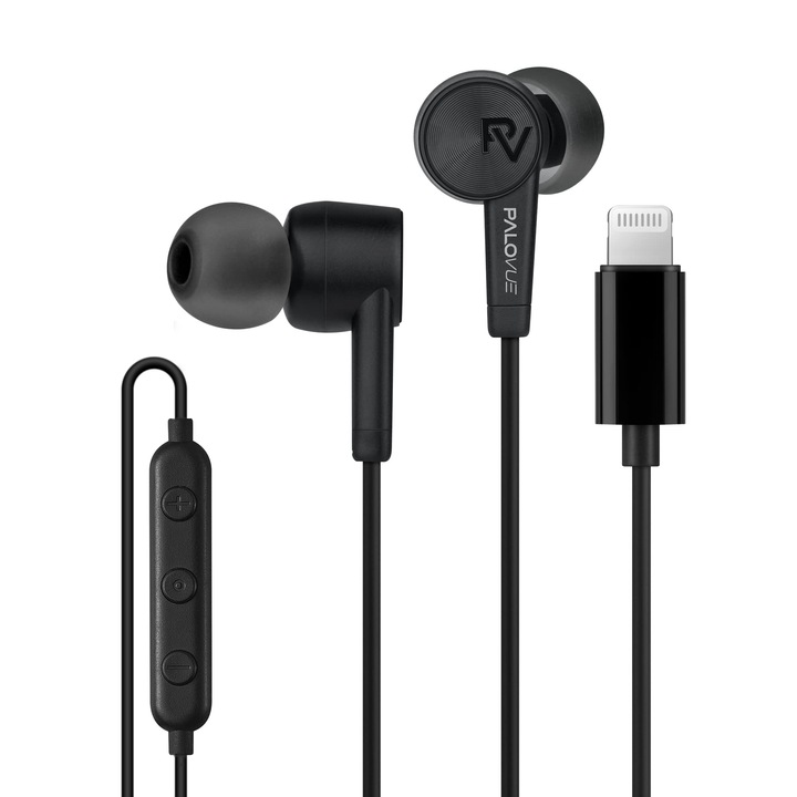Casti cu fir Palovue Lightning, microfon, controler, negre