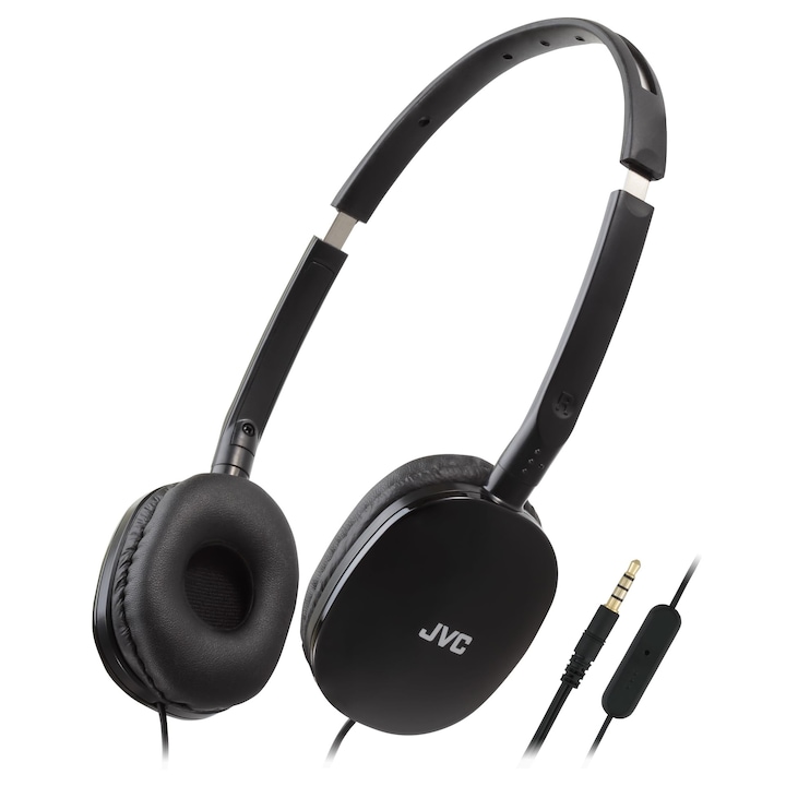 Casti cu fir JVC, model Ha-S160M-B, on-ear, pliabile, negru