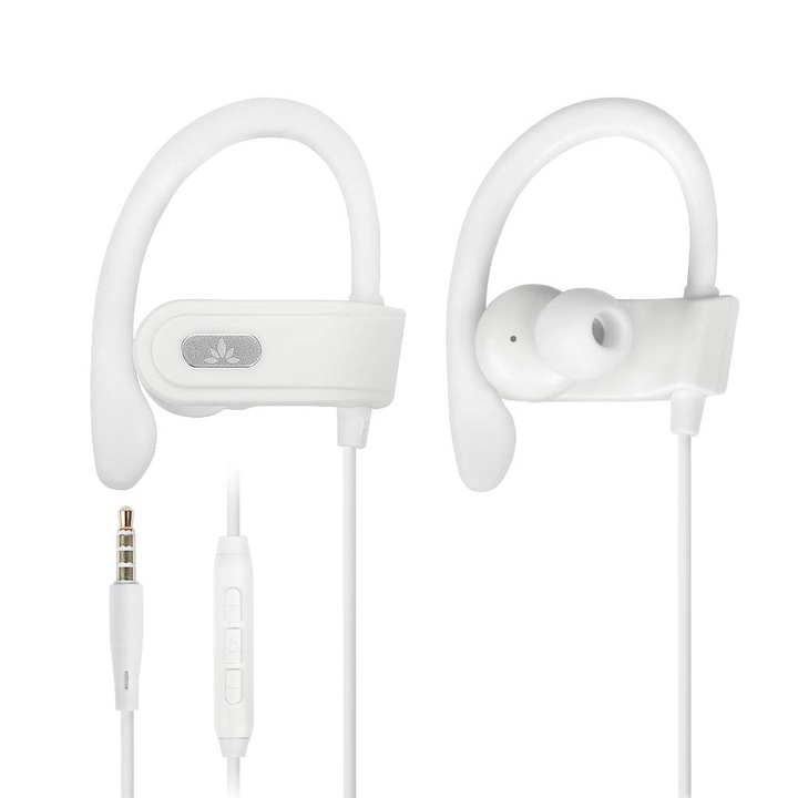 Casti sport Avantree E171 over-ear, cu microfon, alb, cablu