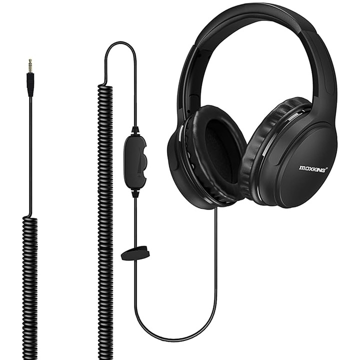 Casti cu fir MOXKING, over-ear, lungime cablu 6m, control volum, 3, 5mm