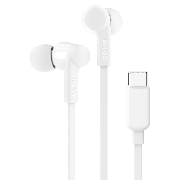 Casti Intraauriculare Belkin Soundform cu Fir, USB-C, Alb, In ear