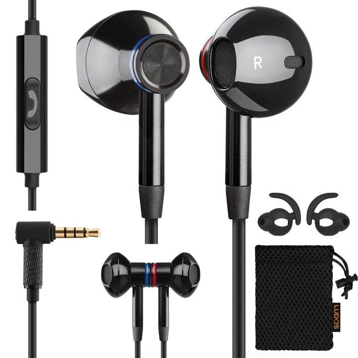 Casti Intraauriculare Ludos Nova cu Cablu, Mufa Jack 3, 5 mm, cu Microfon, In ear