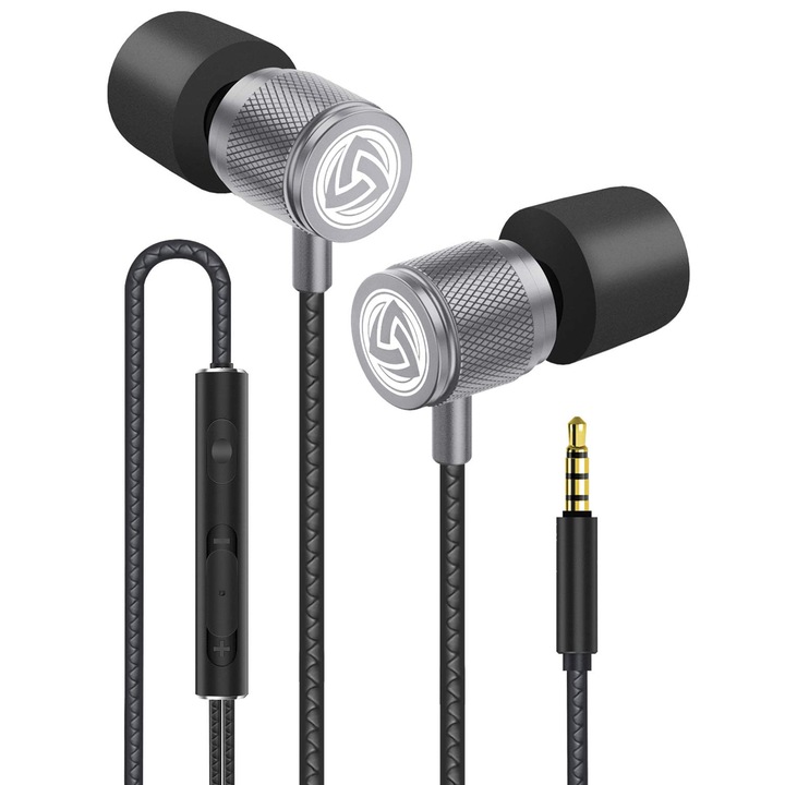 Casti in-ear Ludos Ultra cu cablu, sunet cristalin, colorit negru
