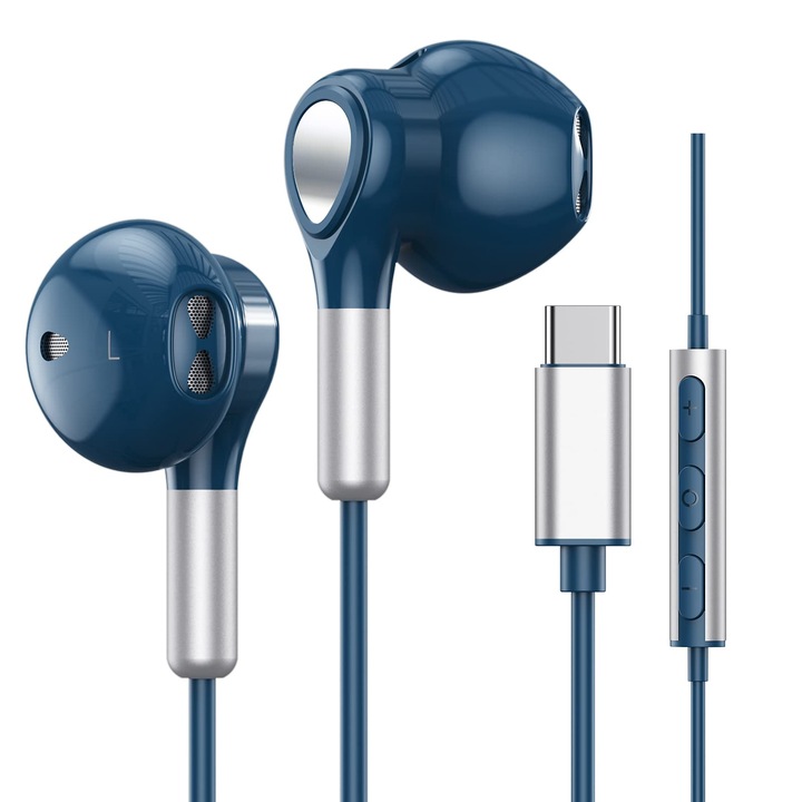 Casti in-ear BENEWY USB-C cu microfon, alb