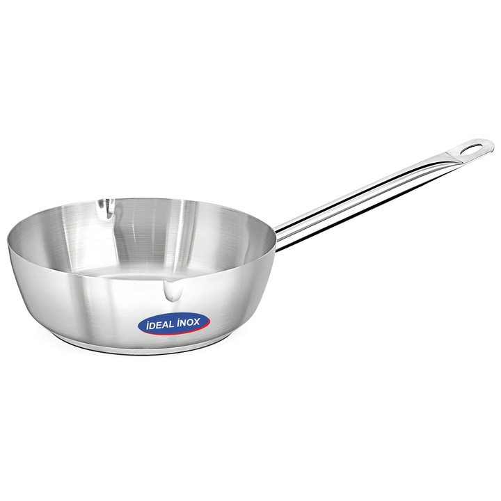 Tigaie profesionala inox cu 2 zone de scurgere IDEAL INOX dimensiuni cm 24x8 (H) capacitate 2.5 l