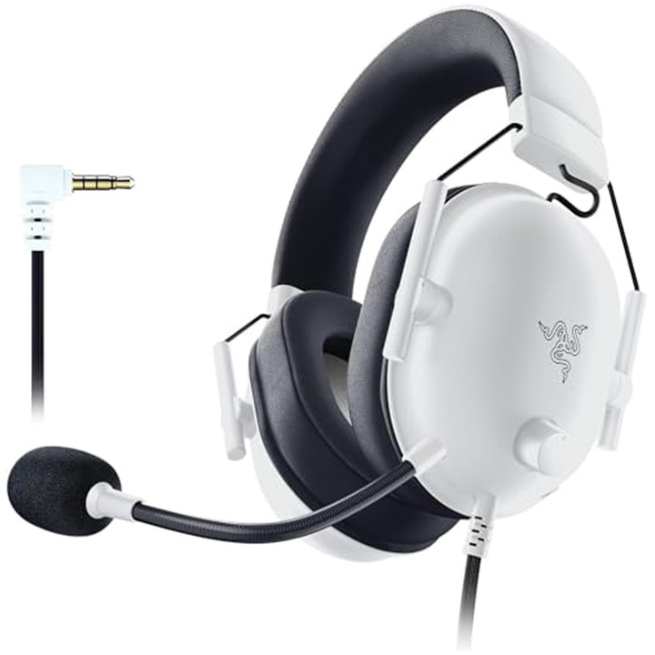 Casti cu fir Razer Blackshark V2 X, alb, difuzoare 50mm, sunet surround 7.1