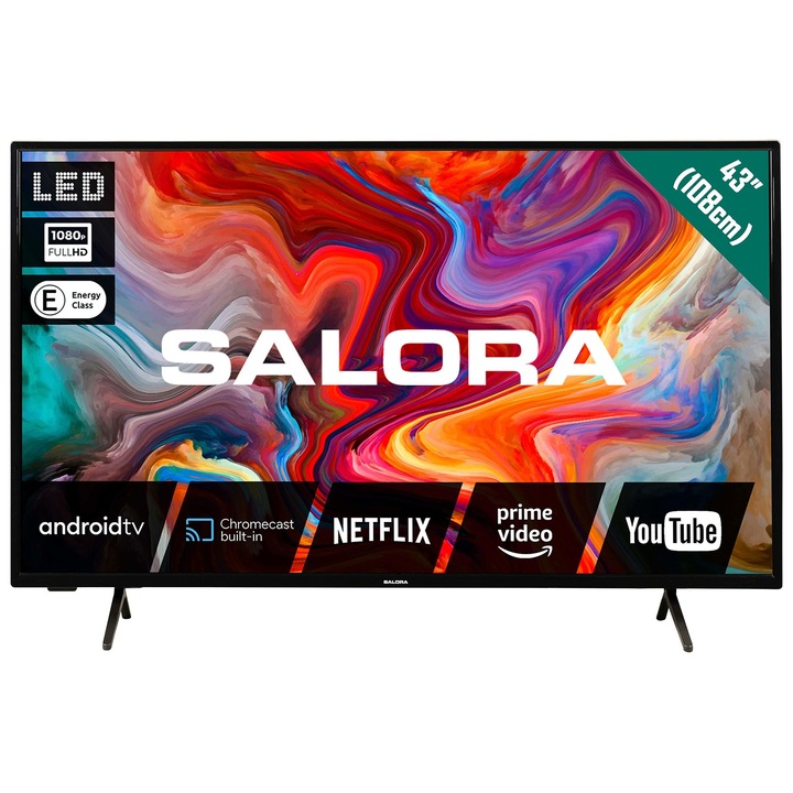 Salora 43 hüvelykes Full HD okostévé, Wi-Fi, fekete