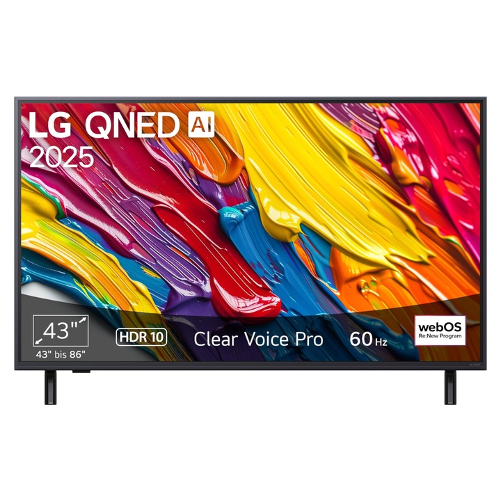 Televízió LG 43Qned82A6B, 43 hüvelyk, 4K, Smart TV, 109cm