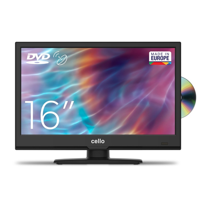 Cello 16" LED TV, Full HD, Fekete, Három tuner, Beépített DVD lejátszó