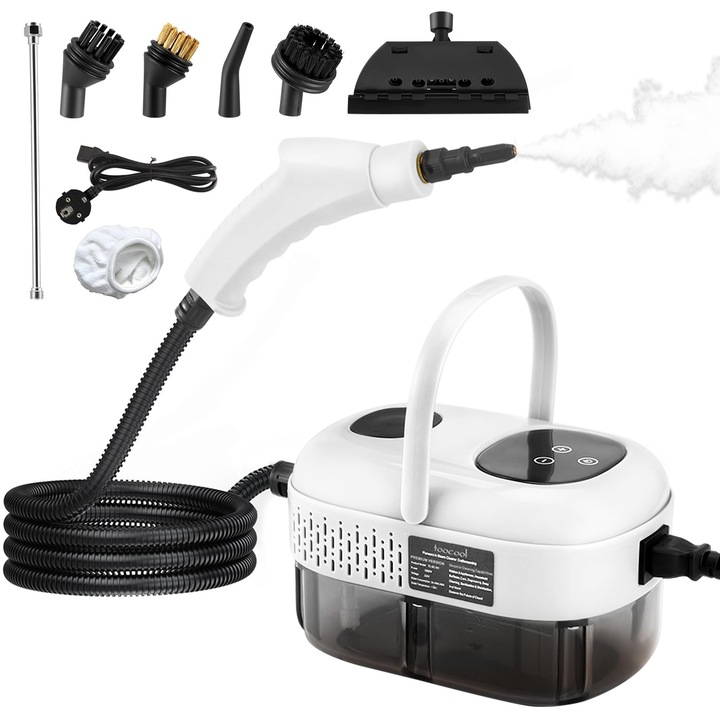 Aparat de curățat cu abur ExKeen, 2500W, 1100ml, 9 accesorii, portabil