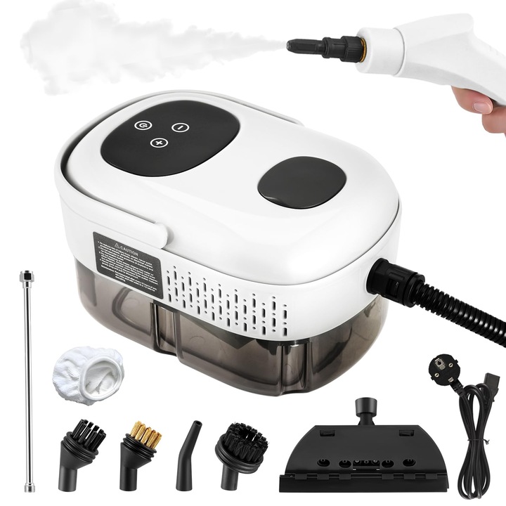 Aparat de curățat cu abur ExKeen, 2500 W, rezervor 1100 ml, 3 bar, 9 accesorii