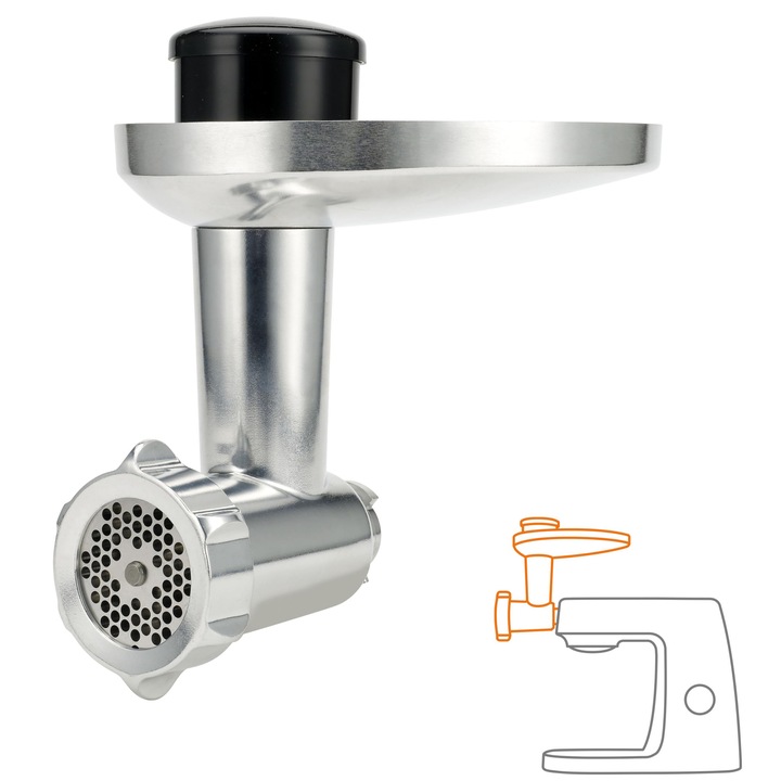 Masina de tocat carne Kenwood, argintie, accesoriu pentru robotele de bucătărie