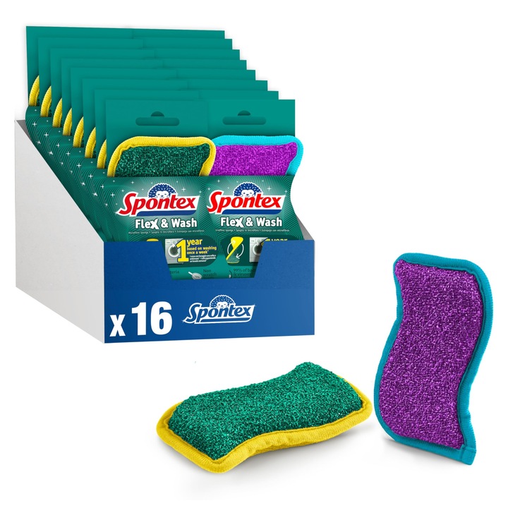 Set 16 lavete multifunctionale din microfibra Spontex, 30x30cm