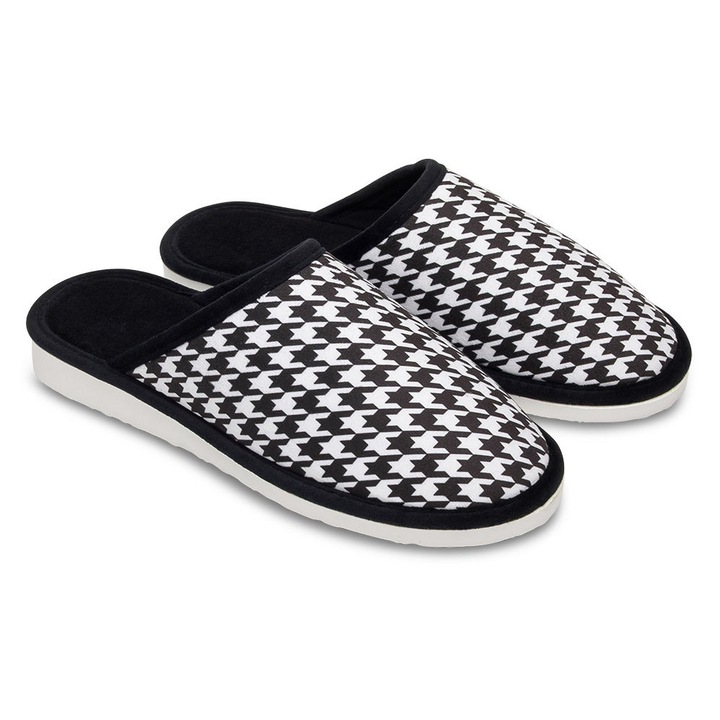 Papuci de casa pentru femei Natural Style NS-088 Negru/Alb