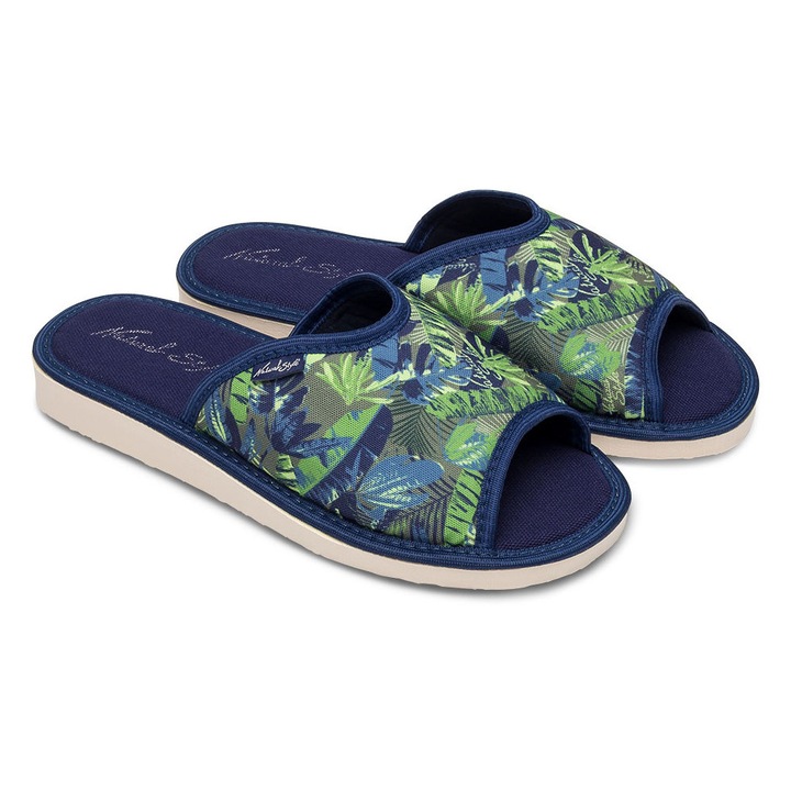 Papuci de casa pentru femei NS-064 Verde-Bleumarin, Verde/Albastru, 41