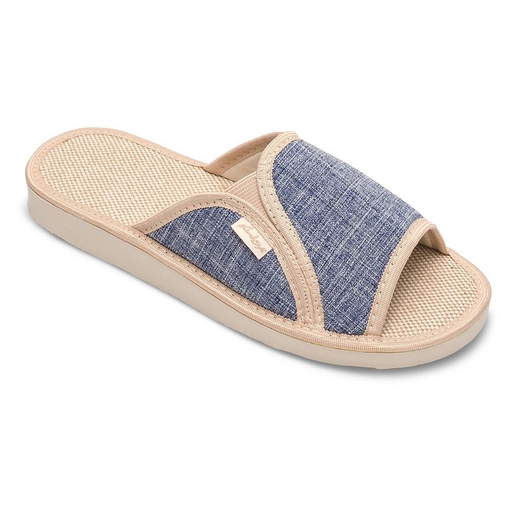 Papuci de casa pentru femei natural NS-007 Albastru-Bej, Bej/Albastru, 41