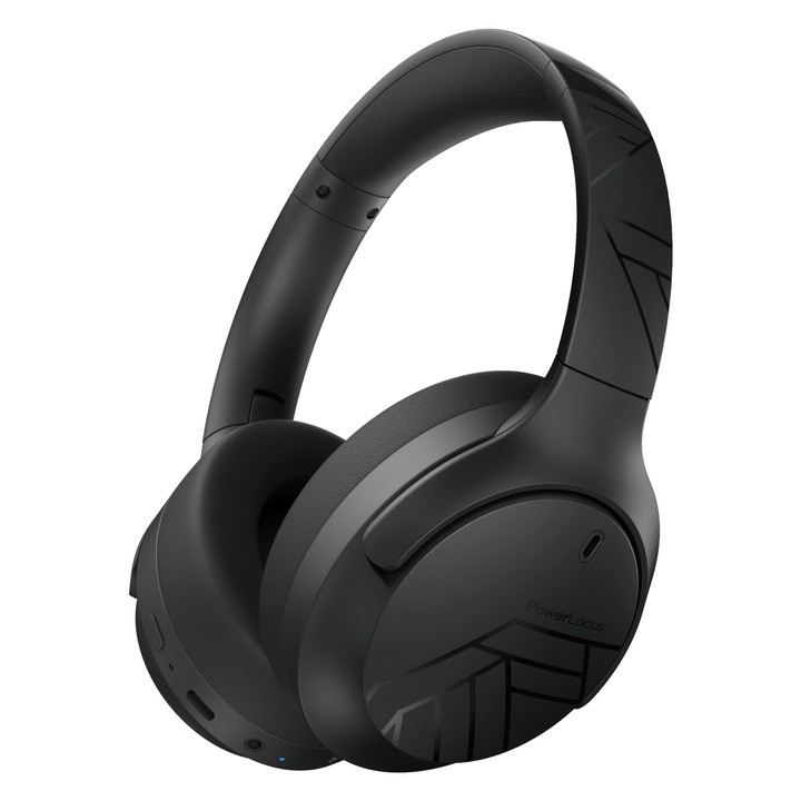 Vezeték nélküli fejhallgató PowerLocus Over-Ear, 60 óra lejátszási idő, összecsukható, fekete