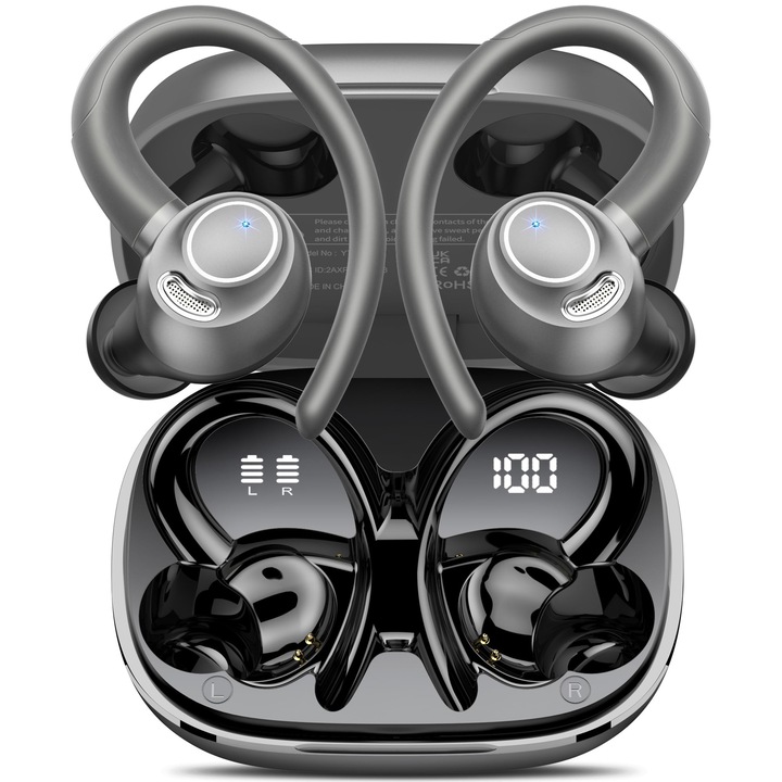 Casti Sport Jesebang Intraauriculare Wireless Bluetooth 5.3, Impermeabile IP7, Timp de Redare 48 Ore