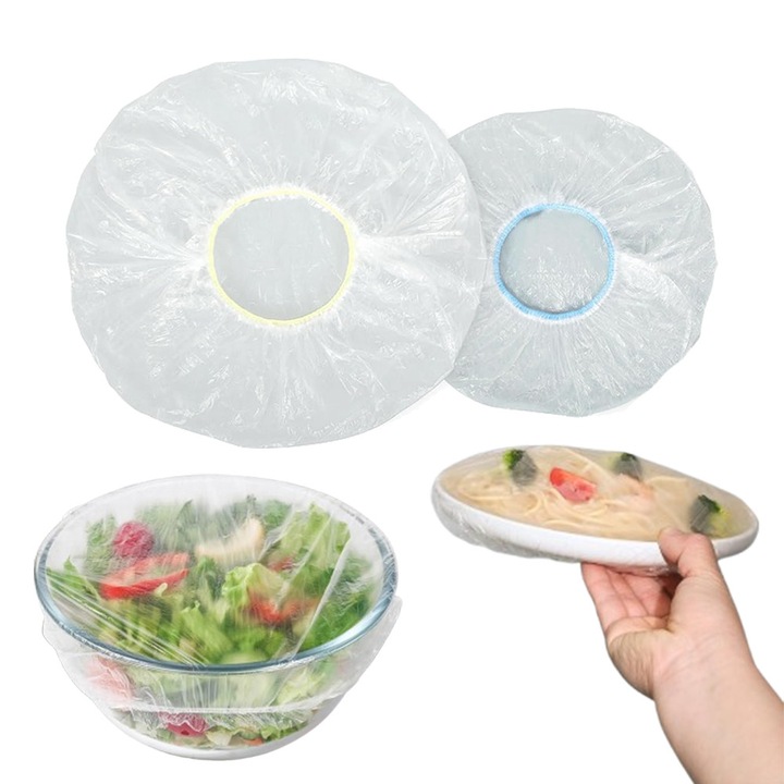 Capace Alimentare Elastice pentru Vesela, FreshSeal Cover, Set 30 Bucati, 2 Marimi Universale, Solutie Practica, Usor si Rapid de Folosit, Pastreaza Prospetimea Alimentelor, Idealea pentru Frigider, Transparent