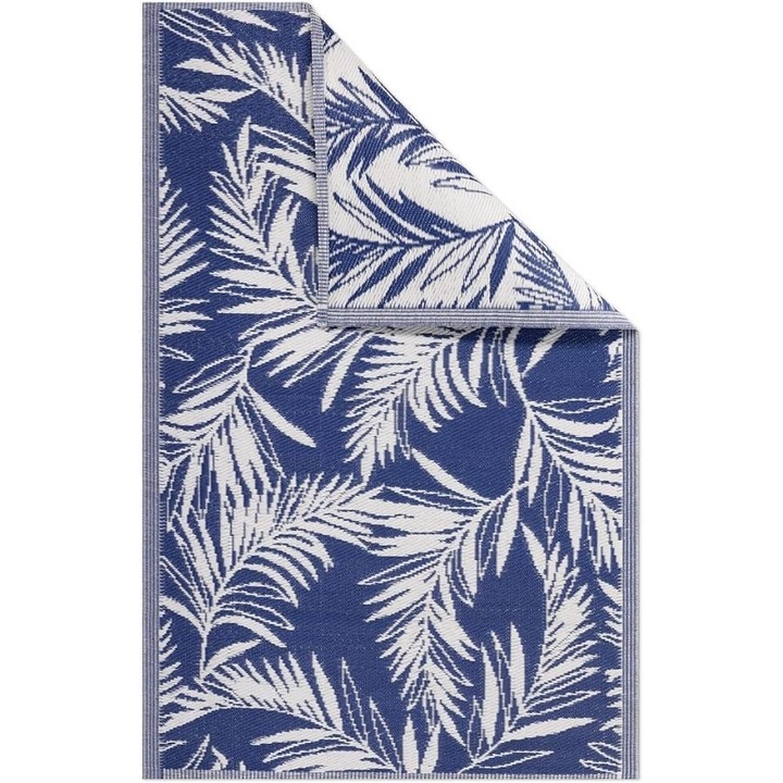 Covor pentru exterior JEMIDI, 120x180cm, polipropilena, rezistent la intemperii, usor de curatat, pentru balcon/terasa, Albastru inchis