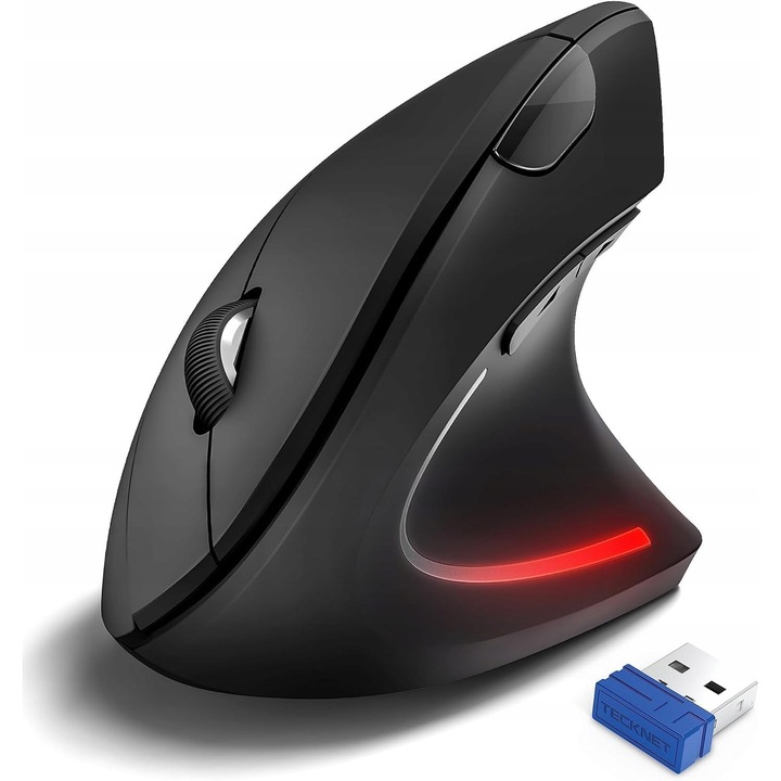 Mouse Vertical Ergonomic TeckNet 4800 DPI, Design unic, Tehnologie Silent Click