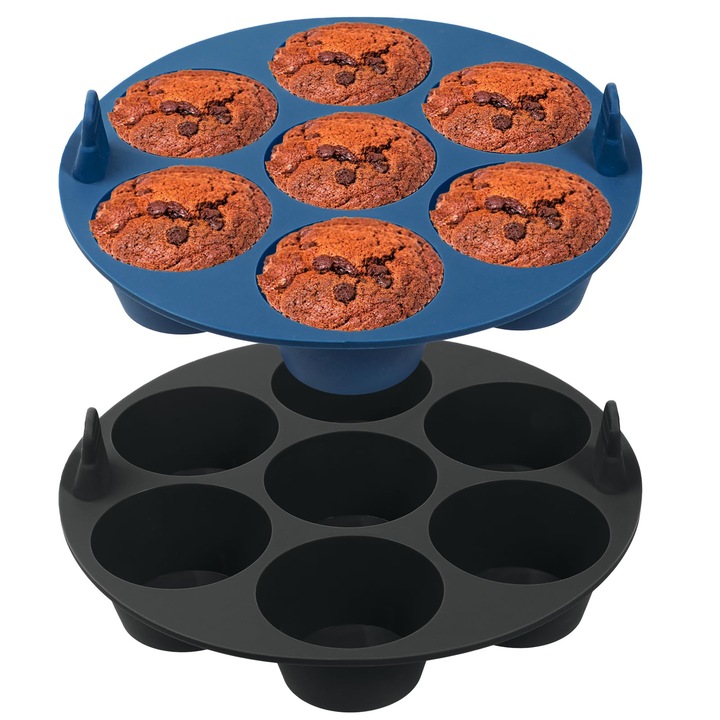 Szilikon muffintepsi, 2 darabos készlet, többszínű, forrólevegős fritőzbe