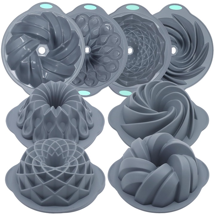 4 darabos szilikon tortaforma készlet, szürke, 6/7/8 csésze