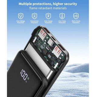 Power Bank Box 22,5W Con Display LCD Per 6 Batterie 18650, Ricarica Rapida QC/PD