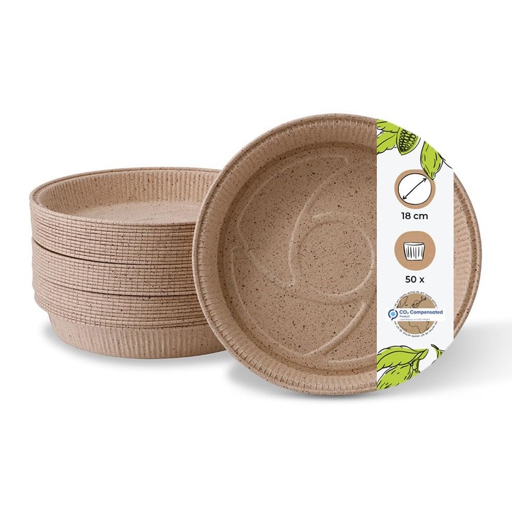 Set de forme de copt din hârtie, GreenBox, rotunde, termorezistente, maro, diametru 18cm, 50 buc