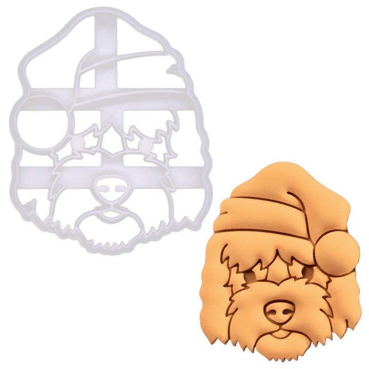 Forma de Biscuiti Bakerlogy Goldendoodle Craciun Auriu, Detaliata
