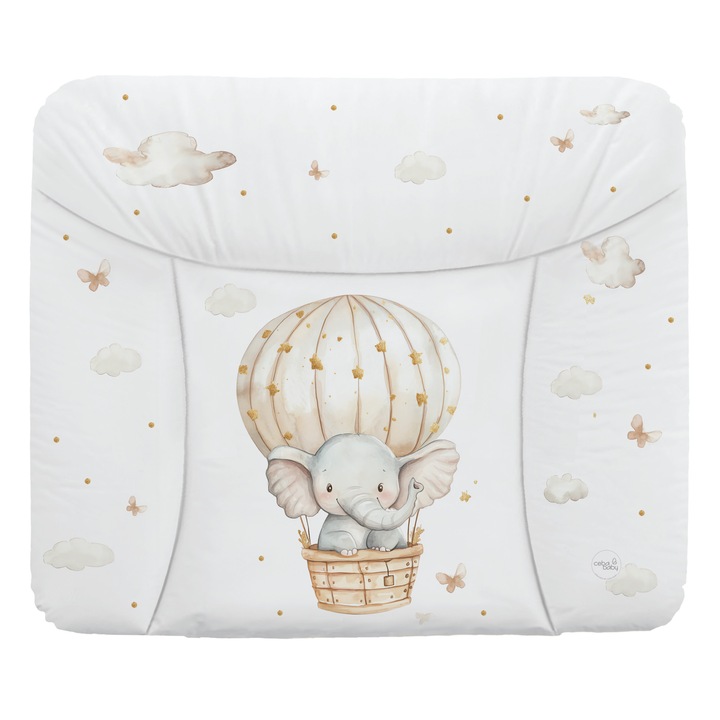 Saltea de infasat Ceba Baby, 85x72cm, impermeabila, usor de curatat, design ergonomic, model cu elefant